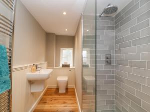 a bathroom with a toilet and a sink and a shower at The Old Bakehouse in Marlborough