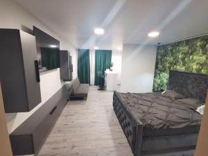 una camera con un letto e una televisione di Apartament Raissa a Turda