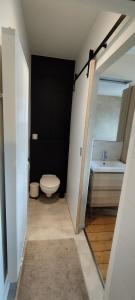łazienka z toaletą i umywalką w obiekcie Au pied du mur w mieście Huy