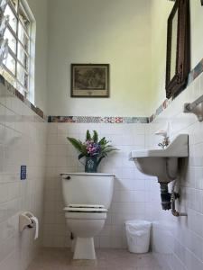 a bathroom with a toilet and a sink at Casa Vieja Mountain Lodge 