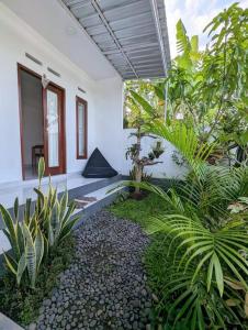 a garden in front of a house with plants at Tropical oasis private home in Krambitan