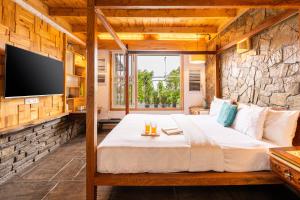 Μια τηλεόραση ή/και κέντρο ψυχαγωγίας στο SaffronStays Hydrangea Hill, Mukteshwar