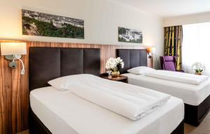 Postel nebo postele na pokoji v ubytování PLAZA Premium Wien