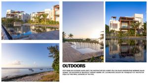 een collage van foto's van gebouwen en de oceaan bij Ocean Point B3 in Pointe aux Piments