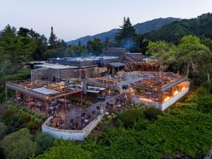 an aerial view of a restaurant with mountains in the background at Alila Ventana Big Sur Adult Only in Big Sur