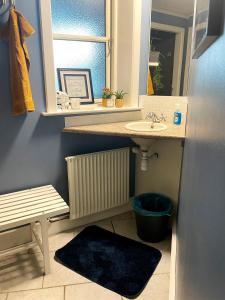 a bathroom with a sink and a mirror at Rørvig Bed & Kitchen in Rørvig