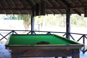 una mesa de billar verde dentro de un edificio en Sarang Wildlife Sanctuary, en Meghauli