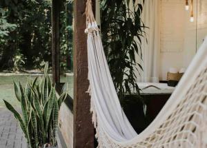 Zahrada ubytování Casa de campo em Joinville com Hidromassagem e Lareira