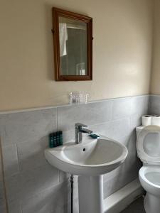 a bathroom with a sink and a toilet at Tudors eSuites Budget Studio Apartment in Birmingham