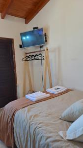 a bedroom with a bed with a television on a stand at Rincón con Encanto in Salta