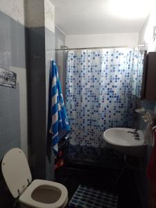 a bathroom with a shower and a toilet and a sink at Habitación single con baño privado en departamento compartido in Cordoba