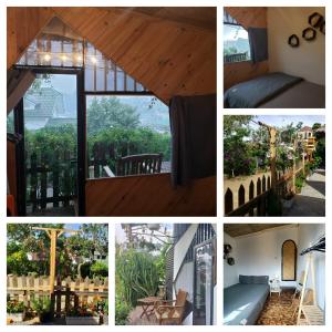 een collage van foto's van een huis bij Cleverlearn's Homestay & Coffee in Ấp Ða Lợi