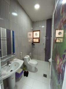 a bathroom with a toilet and a sink at Mountain Balcony House in Nizwa