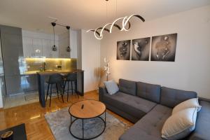 a living room with a couch and a table at Apartman Dina in Pirot