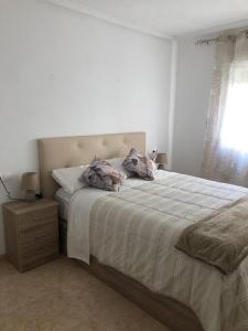 a bedroom with a large bed and a window at Torresal in Torrevieja
