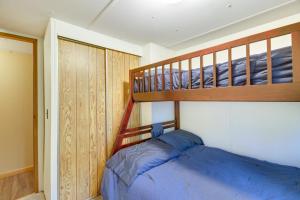 a bedroom with a bunk bed and a ladder at Waterfront Wahkon Home with Wraparound Deck and Docks in Isle