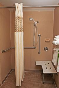 a shower with a shower curtain in a bathroom at Hampton Inn & Suites Norfolk-Airport in Norfolk