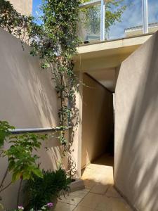 a building with a tunnel with plants growing on it at Apartamento Encantador B in Montes Claros