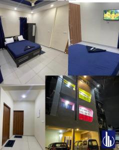 a collage of photos of a room with a bed at Uniro Rooms & Packages in Cochin