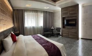 三峽區的住宿－愛莉亞汽車旅館，酒店客房,配有床和电视