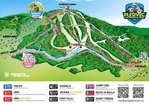 a map of the trails at the park at Apartmán Plešivec ALL4FUN u sjezdovky in Abertamy