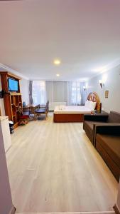1 dormitorio grande con 1 cama y sala de estar en Taksim Centre Hotel, en Estambul