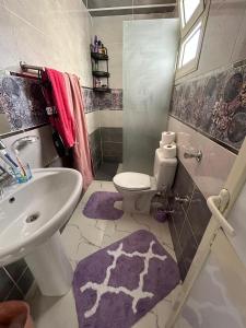 a bathroom with a sink and a toilet and a shower at Apartment Hossam 1 in Hurghada