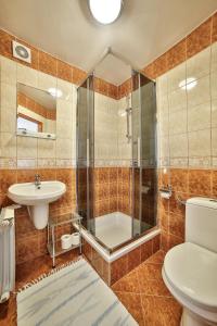 Groń的住宿－Kwatery u Jacka，带淋浴、卫生间和盥洗盆的浴室