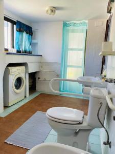 bagno con servizi igienici e lavatrice. di La Rama - Wheelchair friendly a Órgiva