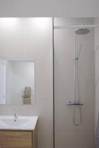 a bathroom with a shower and a sink at Perpignan Centre : Superbe appartement en Roof-top in Perpignan
