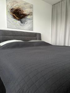 um quarto com uma cama e um quadro na parede em Zimmer - Modernes Apartment mit 45 qm. em Straubing
