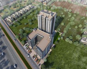 an overhead view of a building with a street at Hotel Marigold Naroda in Ahmedabad