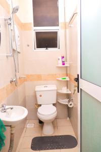 a small bathroom with a toilet and a sink at The Modern loft in Nairobi