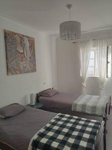 een slaapkamer met 2 bedden en een schilderij aan de muur bij Appartement Salir do Porto in Salir de Porto