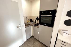 普萊藤貝格的住宿－Modern & Cozy 1 room Apartment，一间带冰箱和水槽的小厨房