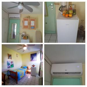 een collage van vier foto's van een keuken en een kamer bij COLOCATION CITE URBAINE in Pointe-à-Pitre