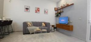 杜阿拉的住宿－Chez Nina & Patrick，带沙发和电视的客厅