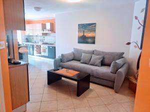 a living room with a couch and a coffee table at Apartma Andrea in Medulin
