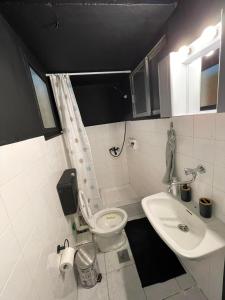 a small bathroom with a toilet and a sink at Amazing studio Φωλιά in Xanthi - myHomee in Xanthi