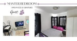 two pictures of a bedroom with a bed and a television at JRLB PLACE - Accommodation in Concepcion, Tarlac in Concepcion