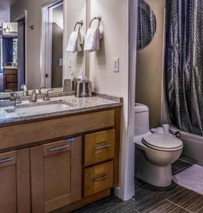 łazienka z umywalką, toaletą i wanną w obiekcie Penthouse Suite Downtown, Top Floor 4 Beds, 2Baths w mieście Seattle