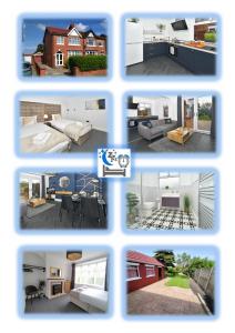 eine Collage verschiedener Bilder von Häusern in der Unterkunft Moonlight House - sleeps 7, driveway, garden in Crewe