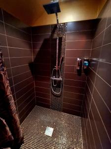 W łazience znajduje się prysznic z głowicą prysznicową. w obiekcie Love room, Les nuitées secrètes de Rouen w mieście Darnétal