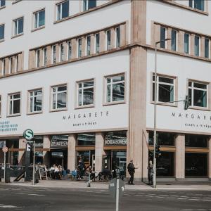 a building on the corner of a street at Skyview Studio Apartments at Berlin Kreuzberg-Mitte in Berlin