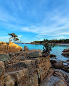 a view of a body of water with rocks at Casa Li Conchi in Arzachena