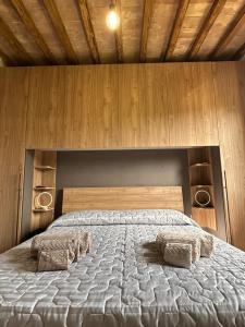 um quarto com uma cama com duas almofadas em Agriturismo Iride em Bolsena