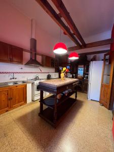 una cocina con una mesa en el medio. en Casa Rocamora - Victoria Entre Ríos en Victoria