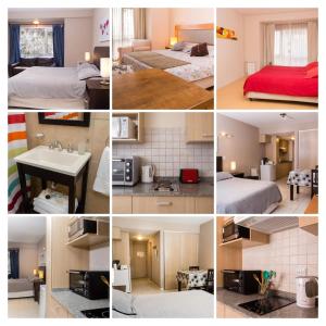 eine Collage mit verschiedenen Fotos eines Hotelzimmers in der Unterkunft Alojamientos Bariloche in San Carlos de Bariloche