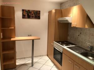 a small kitchen with a sink and a stove at Apartment Franci in Wiebelskirchen