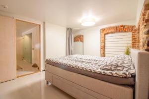 a bedroom with a bed in a room at Old Town Luxury apartment with sauna in Tartu